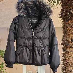 Hawke & Co Black Jacket with Faux Fur Hood